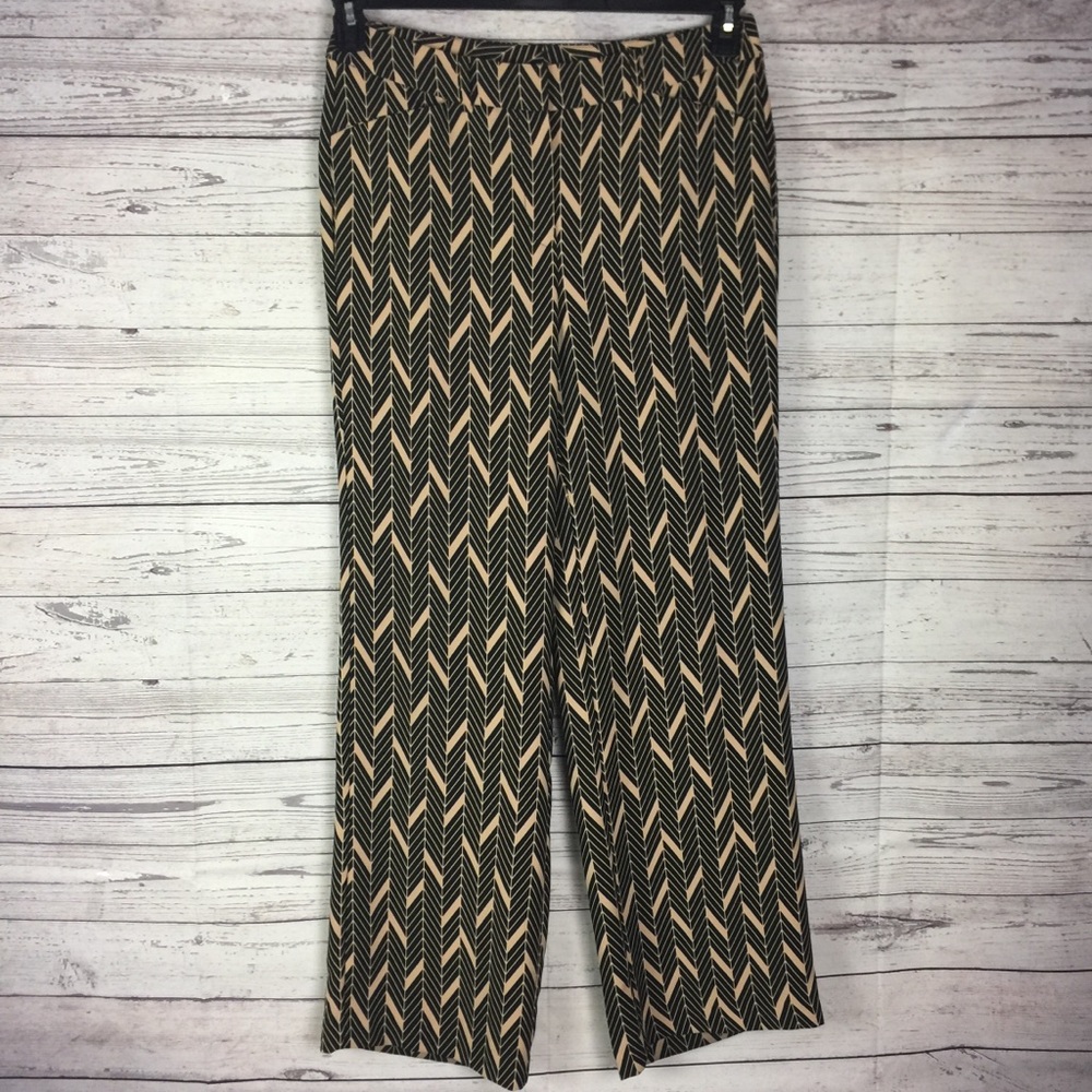 Chico’s Black Tan Striped Wide Leg Dress Pants